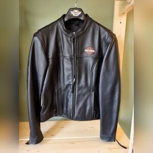 Women's Harley-Davidson Motorcycle Black Genuine Leather Jacket Size Large